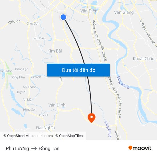 Phú Lương to Đồng Tân map