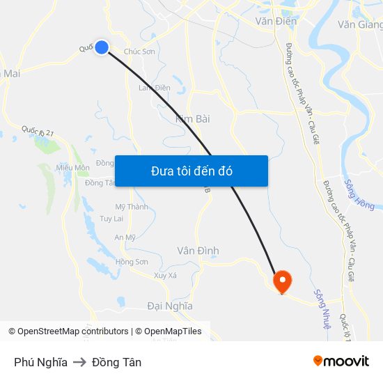 Phú Nghĩa to Đồng Tân map