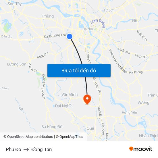 Phú Đô to Đồng Tân map