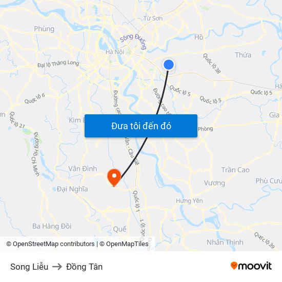 Song Liễu to Đồng Tân map