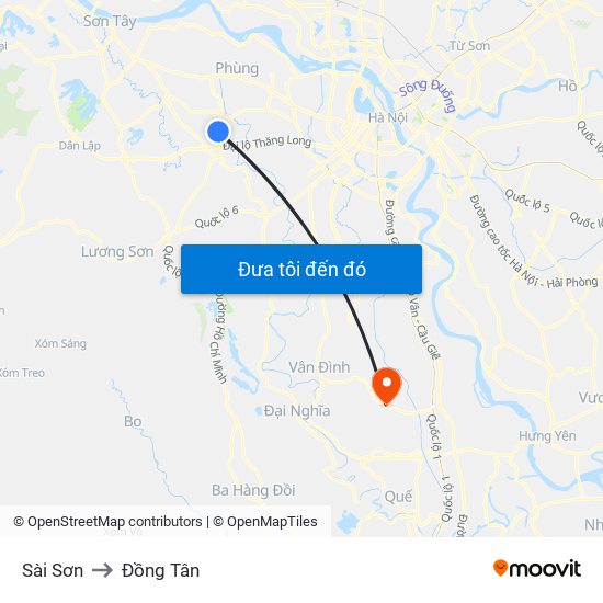 Sài Sơn to Đồng Tân map