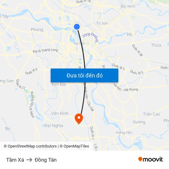 Tầm Xá to Đồng Tân map