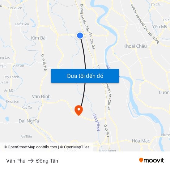 Văn Phú to Đồng Tân map