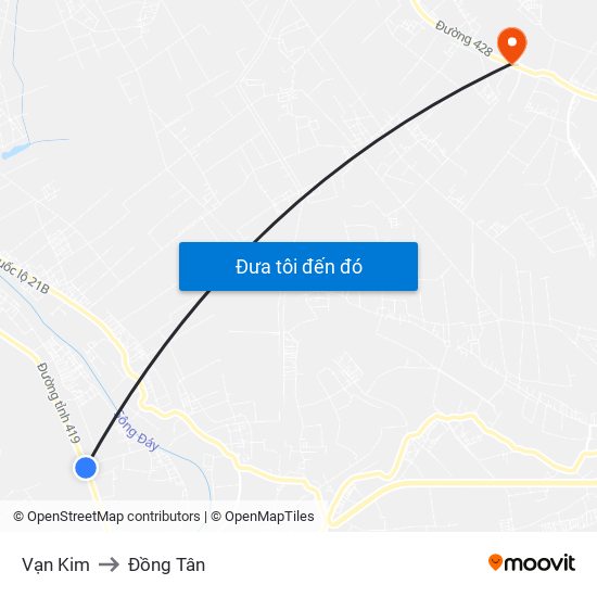 Vạn Kim to Đồng Tân map