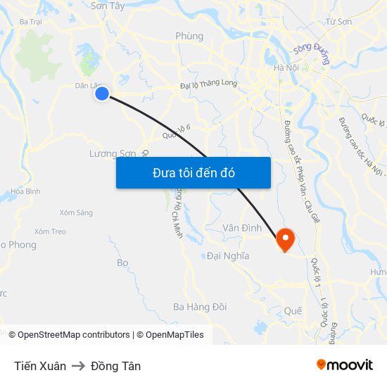 Tiến Xuân to Đồng Tân map