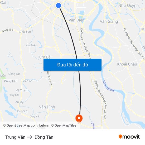 Trung Văn to Đồng Tân map