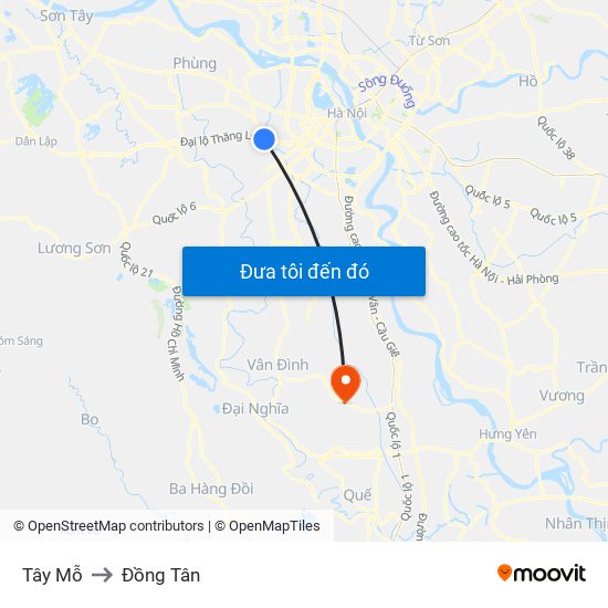 Tây Mỗ to Đồng Tân map