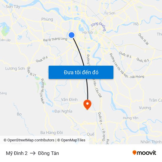 Mỹ Đình 2 to Đồng Tân map