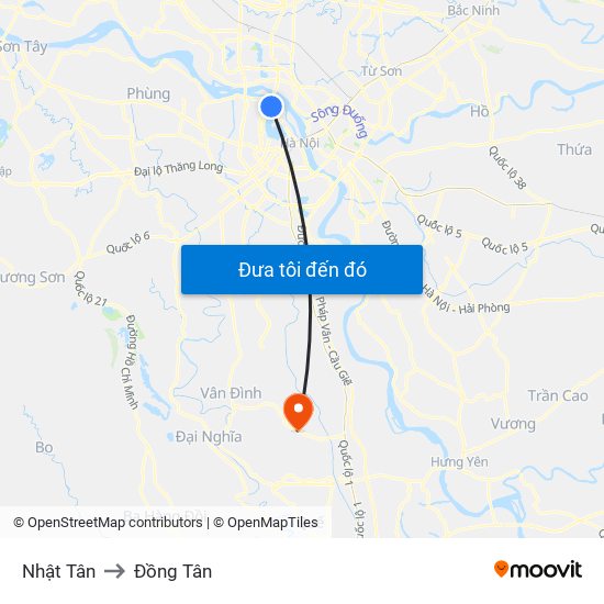 Nhật Tân to Đồng Tân map