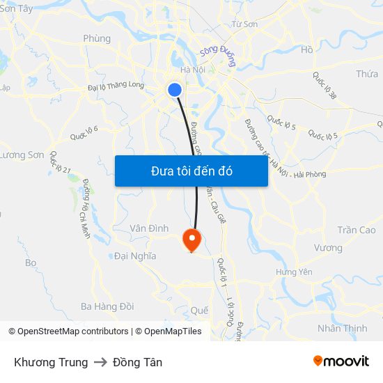 Khương Trung to Đồng Tân map