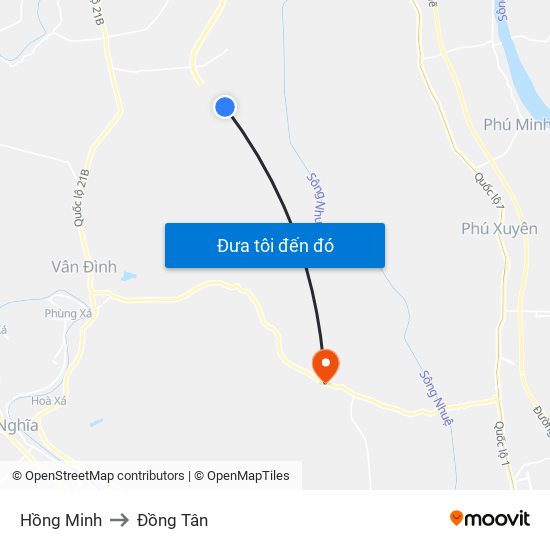 Hồng Minh to Đồng Tân map