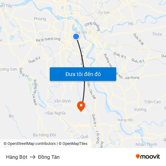 Hàng Bột to Đồng Tân map