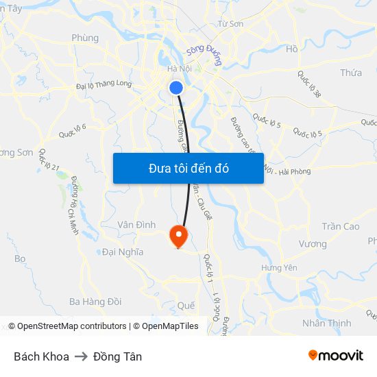 Bách Khoa to Đồng Tân map