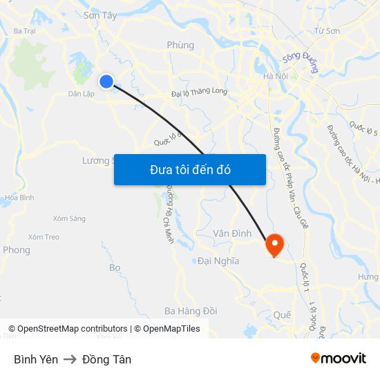 Bình Yên to Đồng Tân map