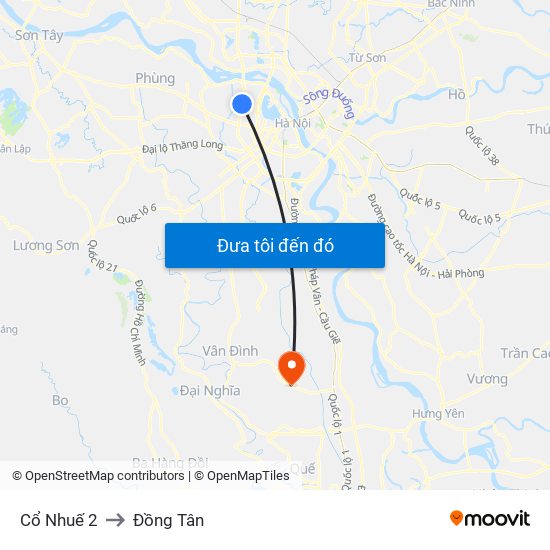 Cổ Nhuế 2 to Đồng Tân map