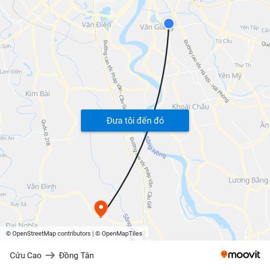 Cửu Cao to Đồng Tân map