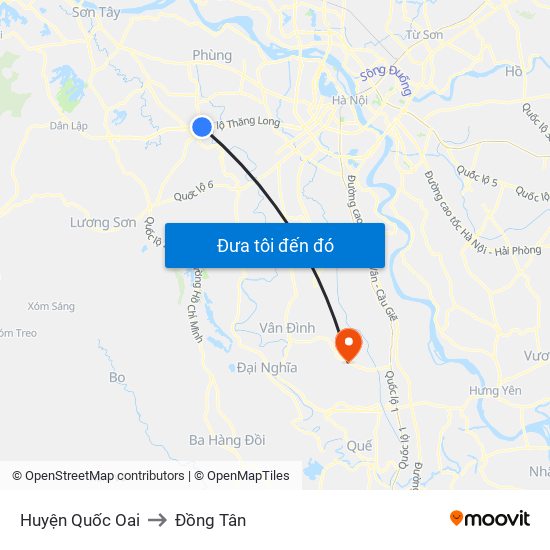 Huyện Quốc Oai to Đồng Tân map