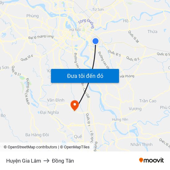 Huyện Gia Lâm to Đồng Tân map