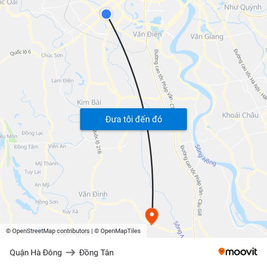 Quận Hà Đông to Đồng Tân map