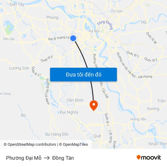 Phường Đại Mỗ to Đồng Tân map
