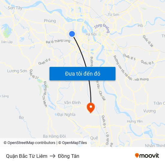 Quận Bắc Từ Liêm to Đồng Tân map