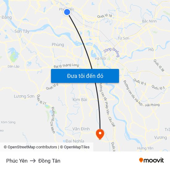 Phúc Yên to Đồng Tân map