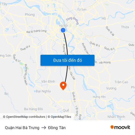 Quận Hai Bà Trưng to Đồng Tân map