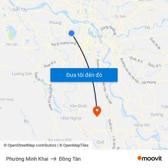 Phường Minh Khai to Đồng Tân map