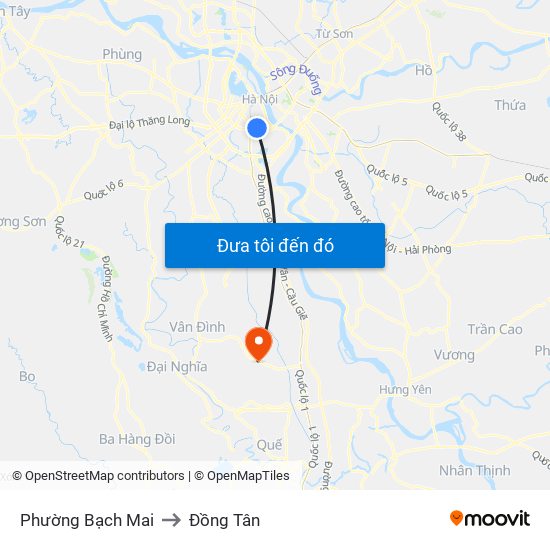 Phường Bạch Mai to Đồng Tân map