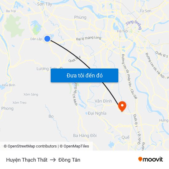 Huyện Thạch Thất to Đồng Tân map