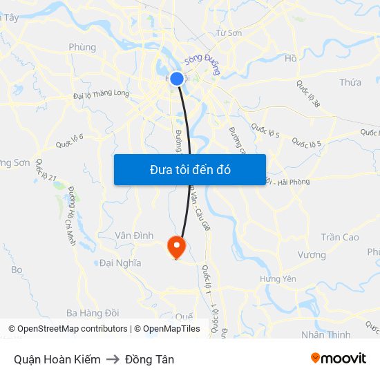 Quận Hoàn Kiếm to Đồng Tân map