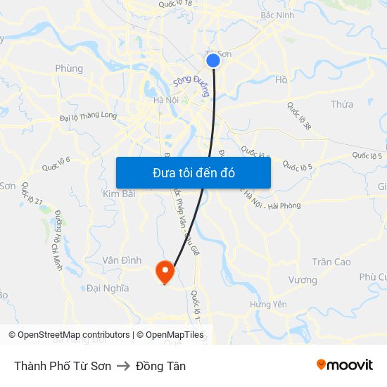 Thành Phố Từ Sơn to Đồng Tân map