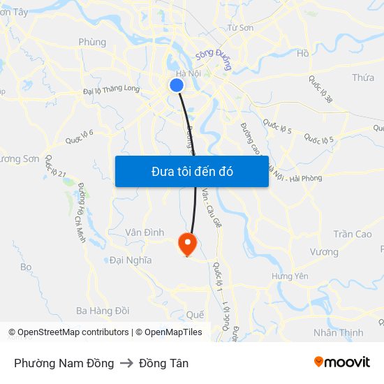 Phường Nam Đồng to Đồng Tân map