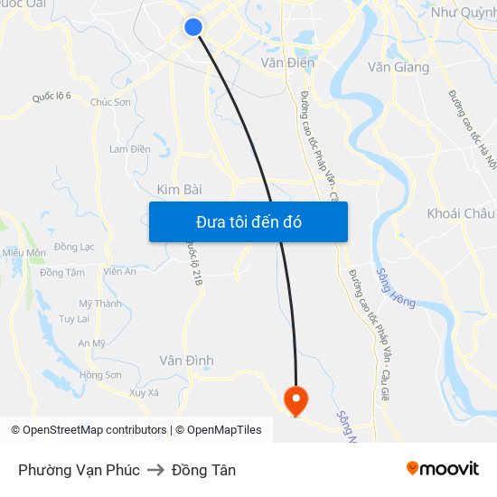 Phường Vạn Phúc to Đồng Tân map