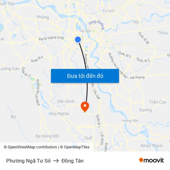 Phường Ngã Tư Sở to Đồng Tân map