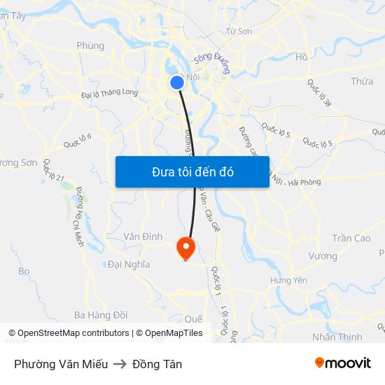 Phường Văn Miếu to Đồng Tân map