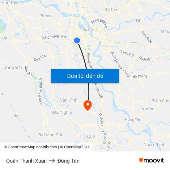 Quận Thanh Xuân to Đồng Tân map