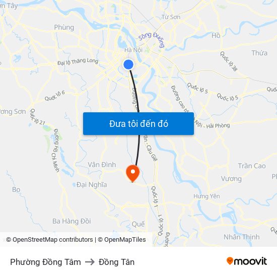 Phường Đồng Tâm to Đồng Tân map