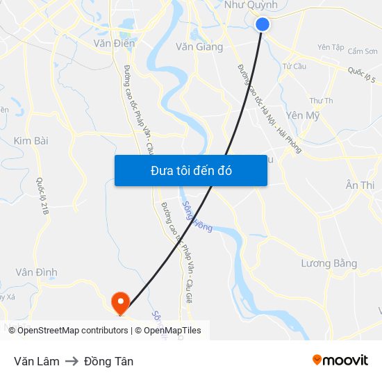 Văn Lâm to Đồng Tân map