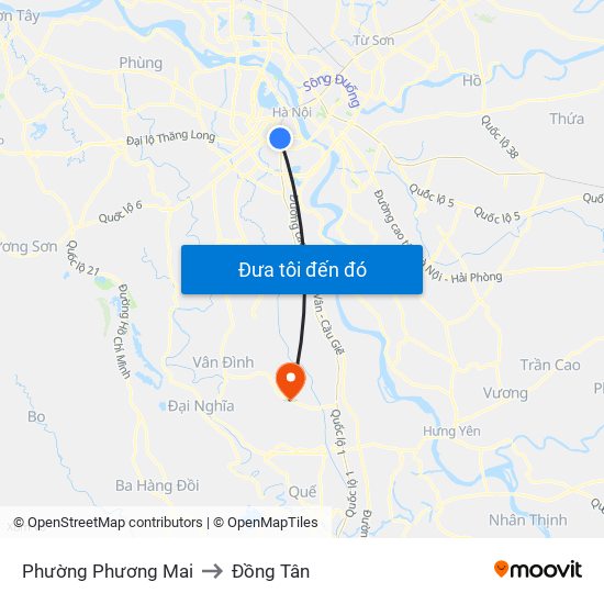 Phường Phương Mai to Đồng Tân map