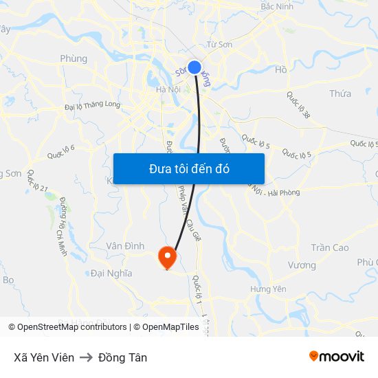 Xã Yên Viên to Đồng Tân map