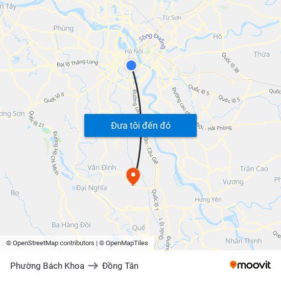 Phường Bách Khoa to Đồng Tân map