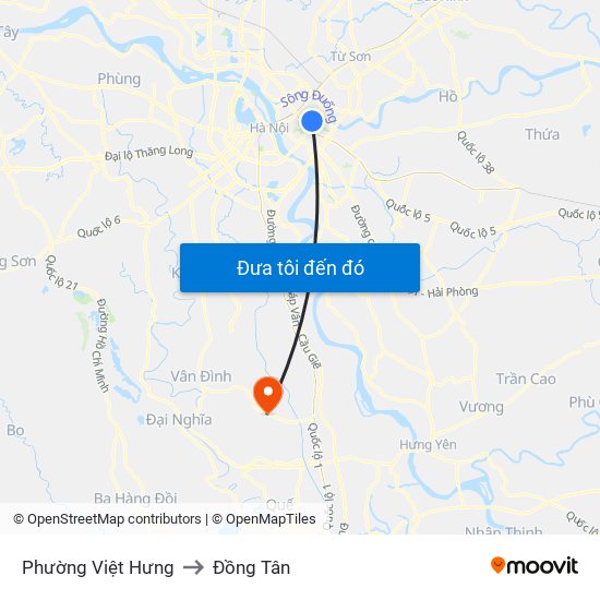Phường Việt Hưng to Đồng Tân map