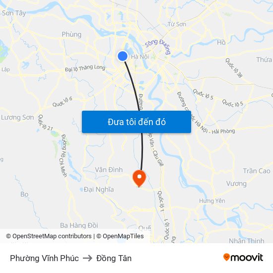 Phường Vĩnh Phúc to Đồng Tân map