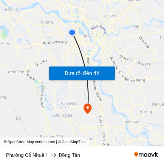 Phường Cổ Nhuế 1 to Đồng Tân map