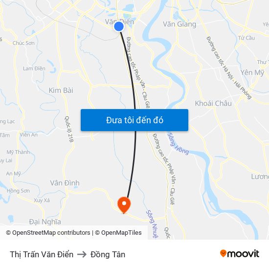 Thị Trấn Văn Điển to Đồng Tân map