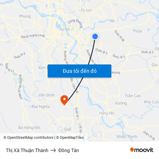 Thị Xã Thuận Thành to Đồng Tân map