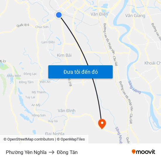 Phường Yên Nghĩa to Đồng Tân map