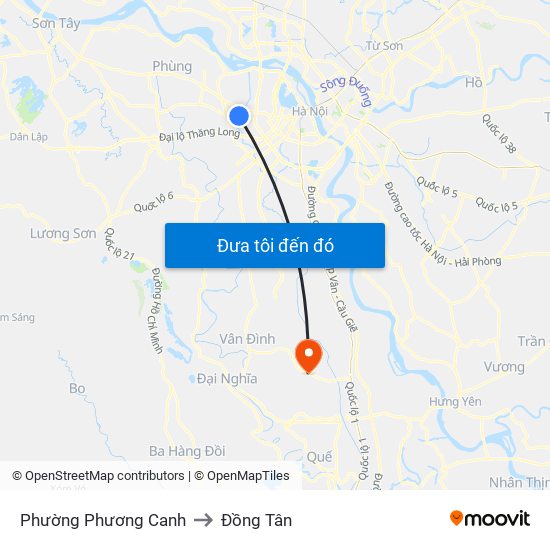 Phường Phương Canh to Đồng Tân map