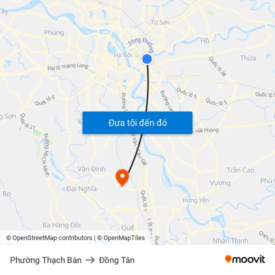 Phường Thạch Bàn to Đồng Tân map